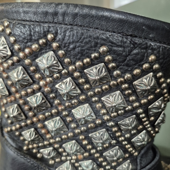 Studded Black Leather Ankle Boots - Picture 6 of 9